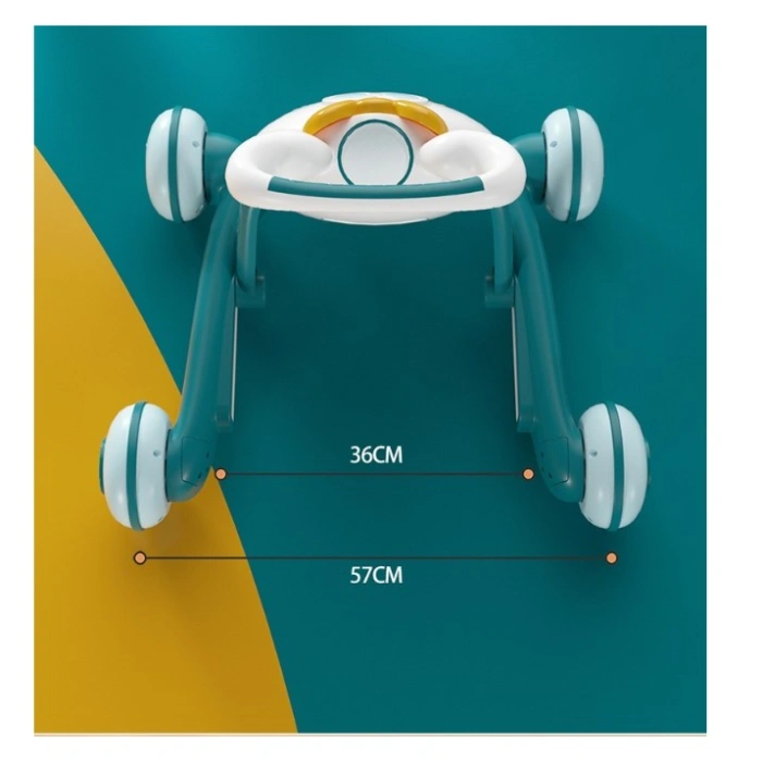 Premergator pentru copii , pliabil, viteza ajustabila, maner antialunecare, cu lumini si muzica, 46 x 57 cm, loc depozitare jucarii, inaltime ajustabila, albastru