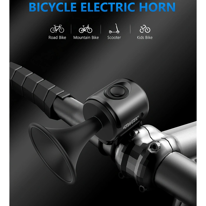 Claxon electric pentru bicicleta, , rezistent la apa, 120 dB, negru