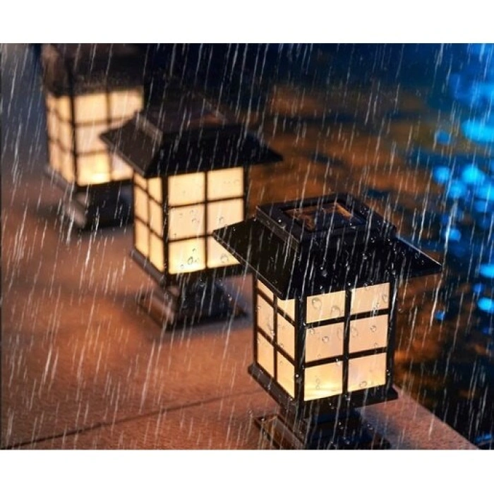 Set 2 Lampa solara Led pentru gradina, Tip felinar, , Alb cald