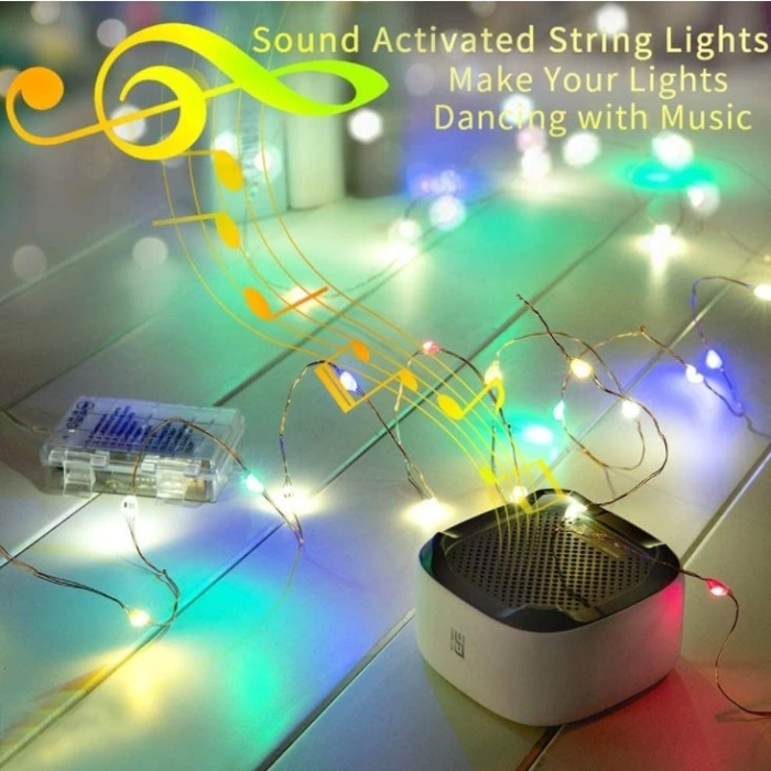 Instalatie Craciun, 10 metri, 100 LED-uri, multicolor RGB, sincronizare muzica, telecomanda 12 de functii, USB, fir cupru, liniar, interior/exterior, 