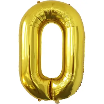Balon Folie Metalizata Litera O, , 40 cm, Umflati cu Heliu sau Aer, Ambalaj Individual, Pai inclus, Auriu