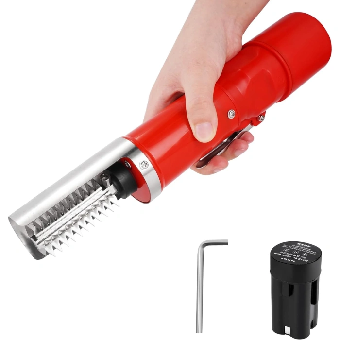 Dispozitiv Electric de Curatare Solzi Peste, , din Otel Inoxidabil, 28 x 5 cm, Rosu