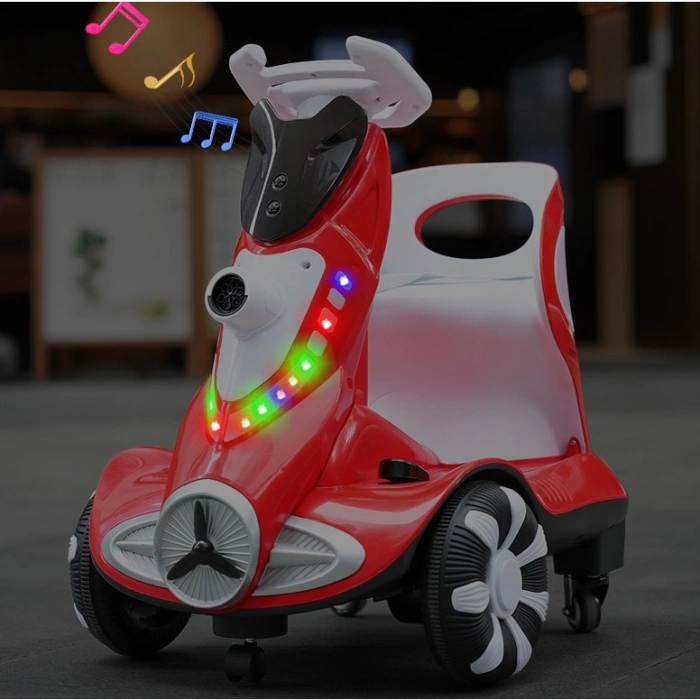 Masinuta electrica cu telecomanda pentru copii, , roti spate rotire 360, 3- 6 ani, curea siguranta, baloane de sapun, lumini si sunete, self control si prin telecomanda, cu pedale de acceleratie si frana, rosie