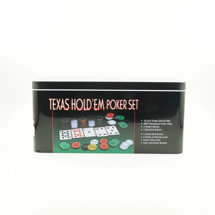 Set de Poker Complex cu 200 de jetoane , Include 2 seturi de carti, Texas Hold`em set, portabil, cutie depozitare