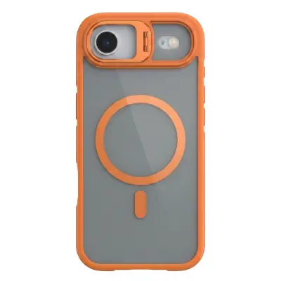 Husa de Protectie Telefon, , Compatibila cu iPhone 17 Air, MagSafe, Acrylic, Suport Metalic Protectie Camera, Anti-Soc, Portocaliu