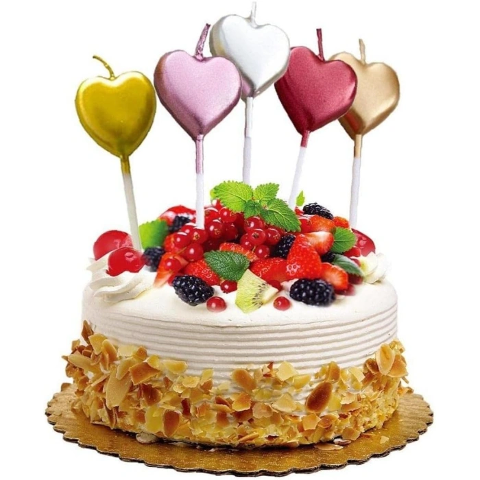 Lumanare de Tort, , Model Inima, Party, 8.5 x 3 cm, Auriu